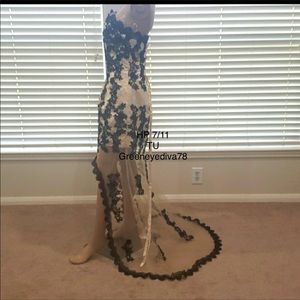HP 🤩 s couture Black floral embroidery high low mesh mermaid tail